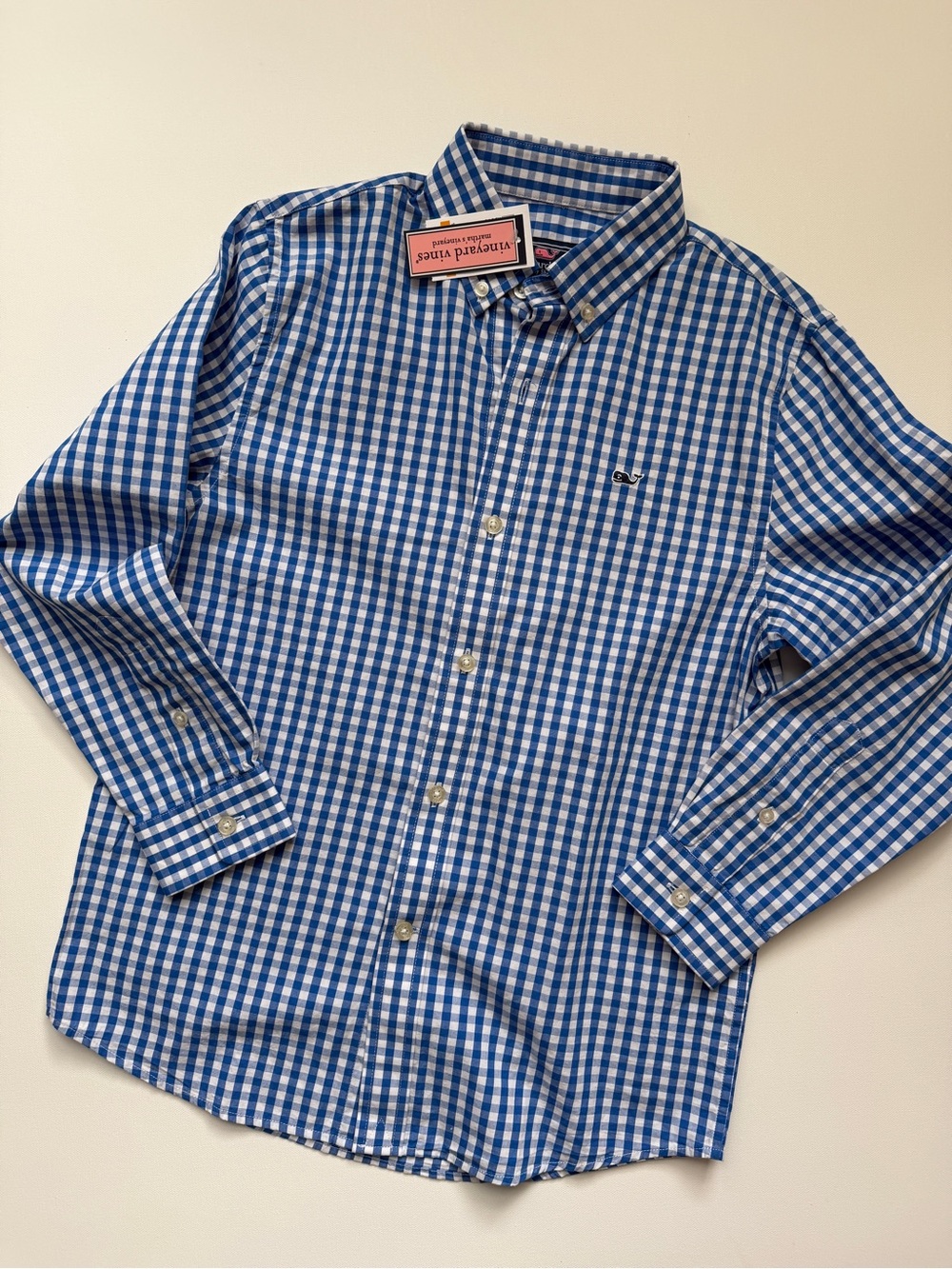 Vineyard Vines Boys Blue Gingham Button-Down Shirt - Picture 2 of 4